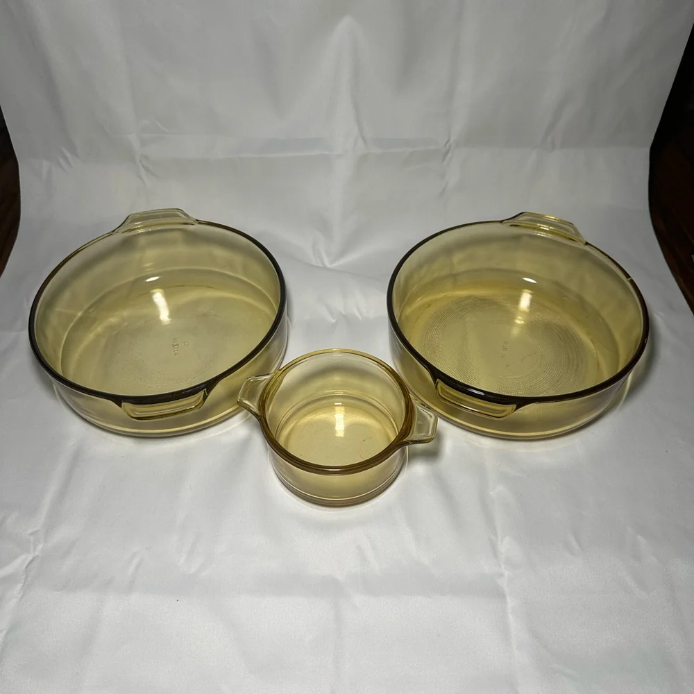 Vintage Pry-O-Rey Yellow Casserole Set